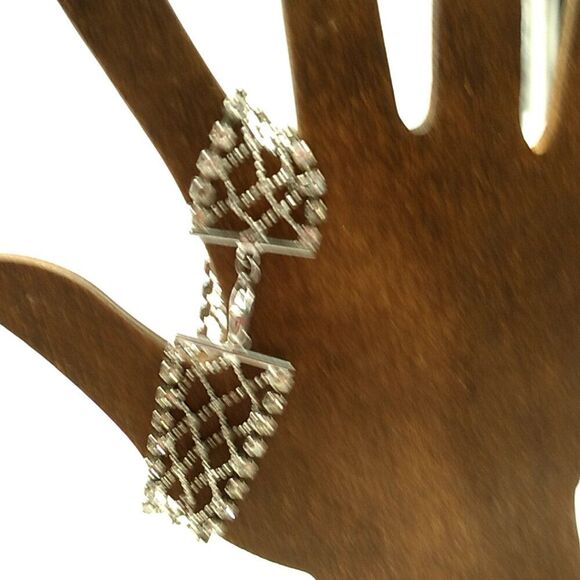 VTG Silver-tone Crystal Rhinestone Metal Mesh 7" Bracelet Lobster Clasp - Picture 14 of 16